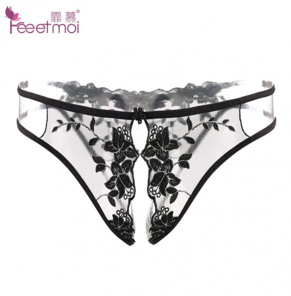 FEE ET MOI Sexy Transparent Lace Seethrough Underwear (Black)